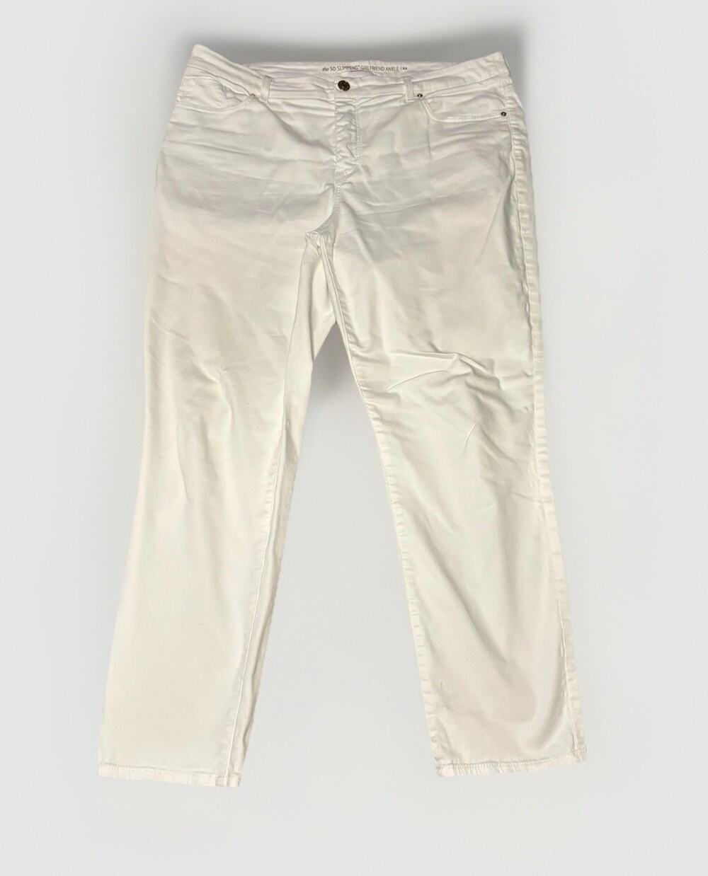Chico's Platinum Denim So Slimming White Boyfriend Ankle Jeans Size 12